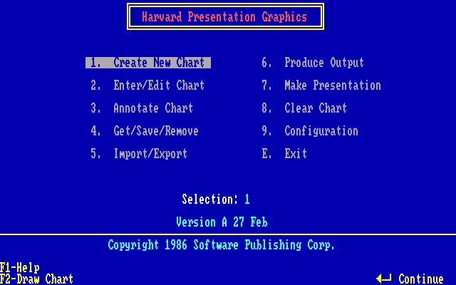 Harvard Presentation Graphics A.00 - Menu